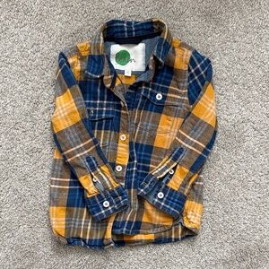 Boden Kids Plaid Button-Down Shirt in Blue & Yellow